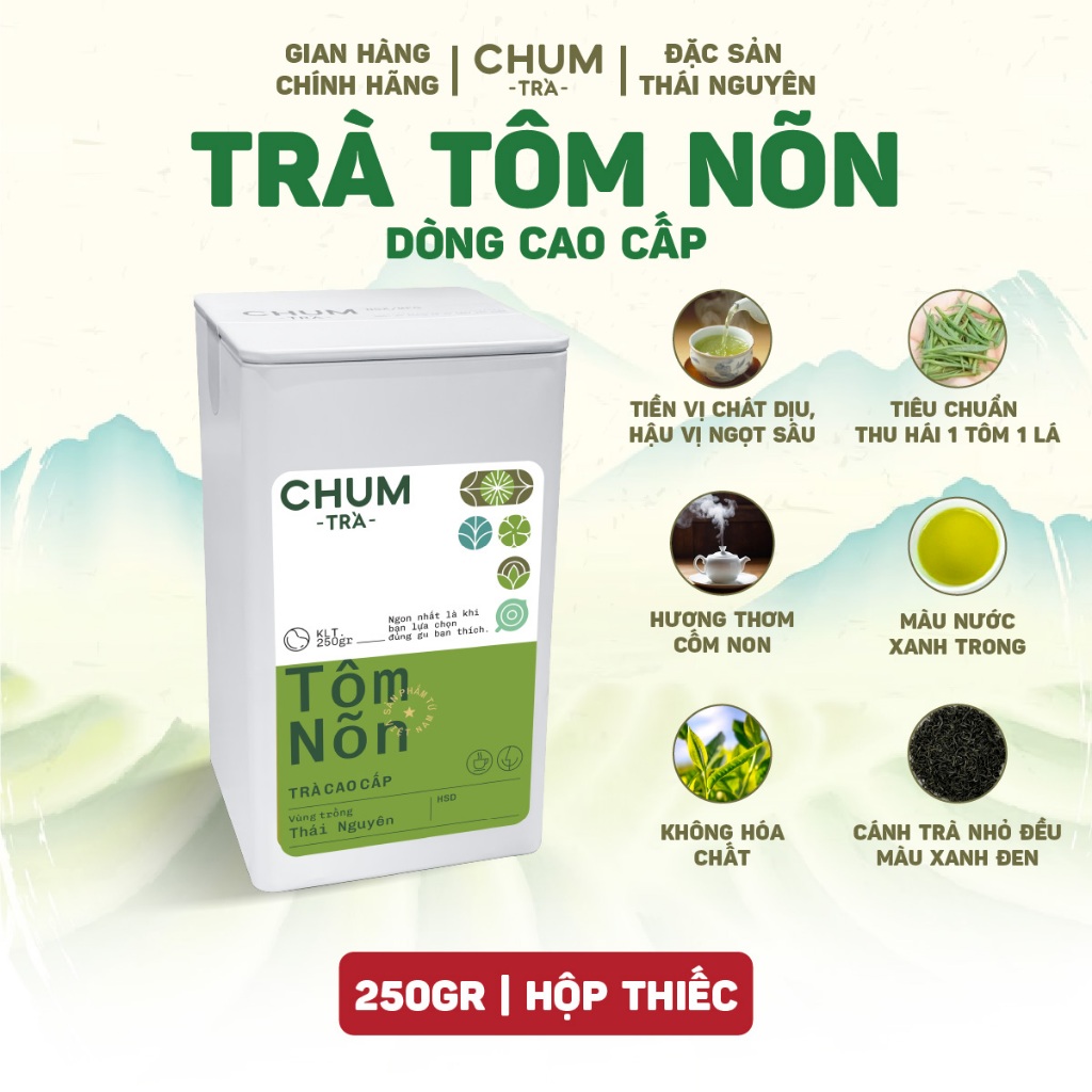 Chum Trà Green Shrimp Tea Premium (Tin Box) 250g