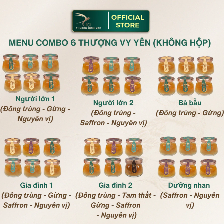 「CiCi thượng đỉnh yến」高級ツバメの巣蒸しゼリー 50g×6瓶ギフトセット | カインホア産 | ハイテク製法 | 贈答品 | (ハノイ即日発送可)