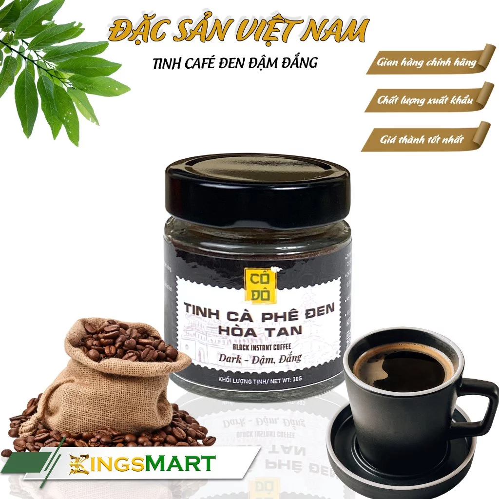 CỐ ĐÔ (コドー) ダークインスタントブラックコーヒー 30g - 深く濃い苦味、砂糖やミルクとの相性も抜群
