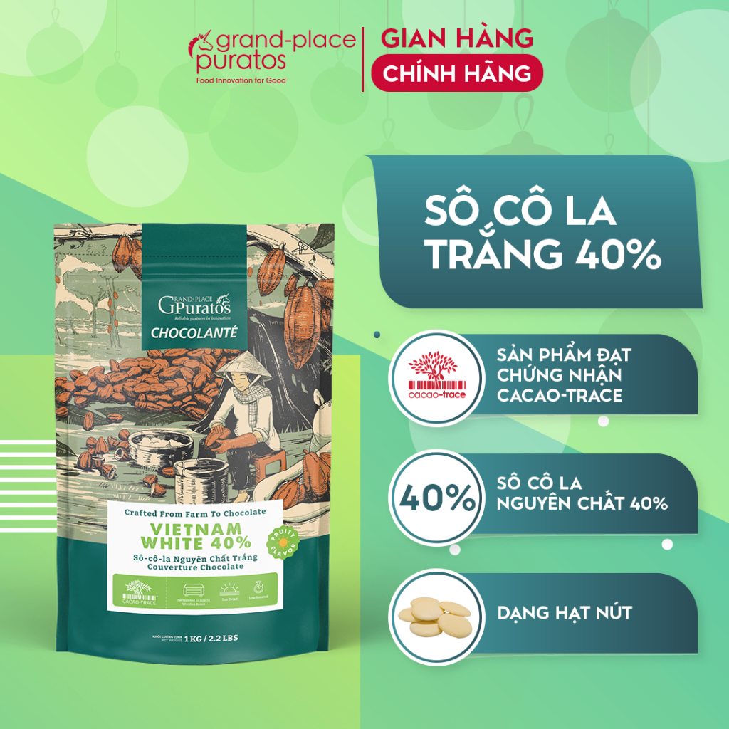 ホワイトチョコレート 40%カカオ 1kg Puratos Grand-Place