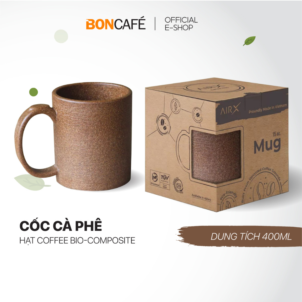 コーヒーカップ 再利用可能なコーヒー粉で作られたカップ 400ml用 Boncafe