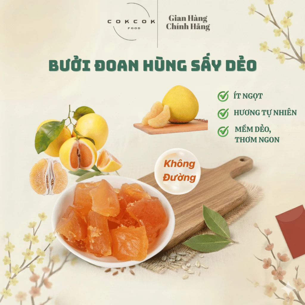 コックコックフード ドアンフンブンタン 蜂蜜やわらかドライピール 500g | ベトナム旧正月のおやつに最適 | 低糖質・ビタミン豊富でヘルシー