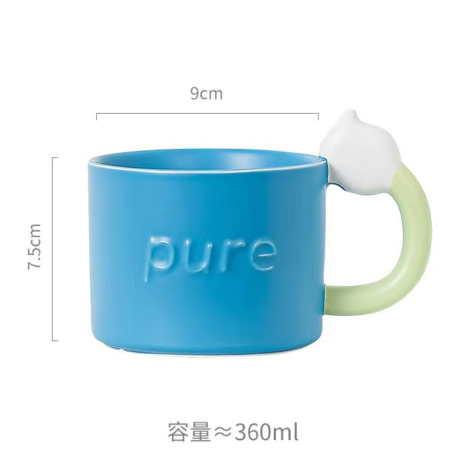 COKTIK クリエイティブ 陶器コーヒーカップ ブルー 300ml COKTIK
