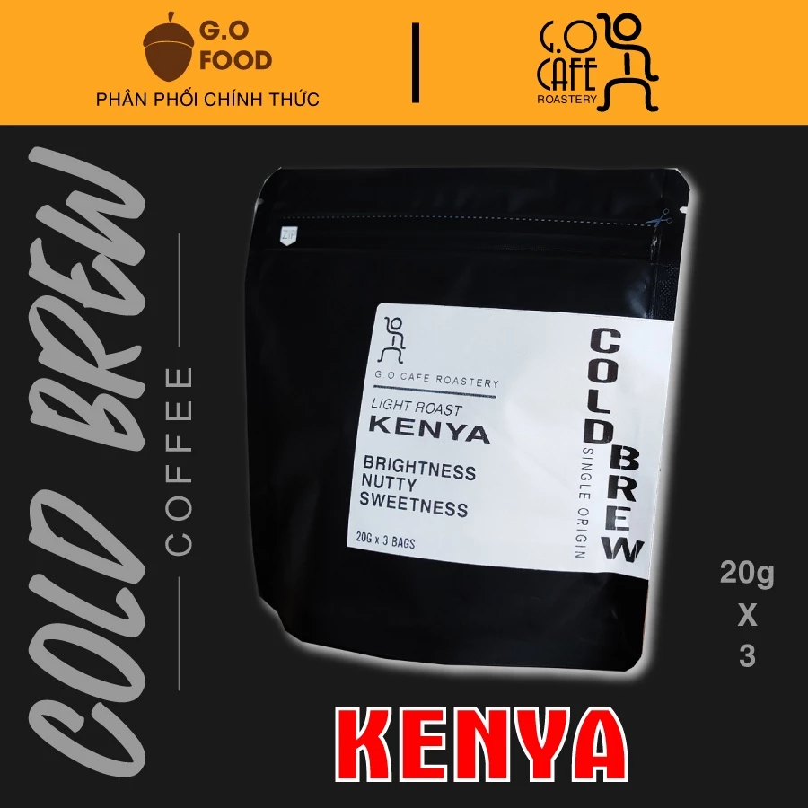 G.Oカフェロースタリー特製：[コールドブリュー] ケニア産スペシャリティアラビカコーヒー 60g (20gフィルターバッグ x 3個)