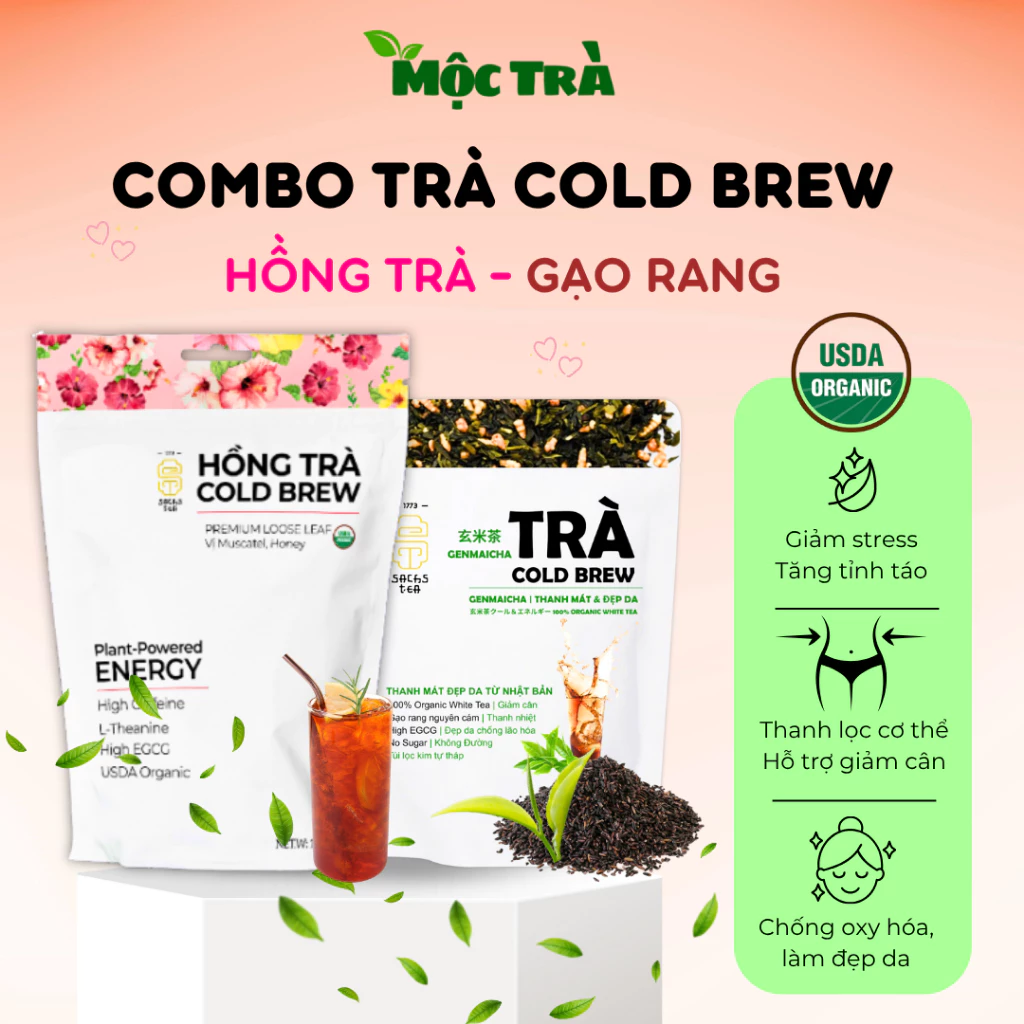 コールドブリュー紅茶＆玄米茶 – 爽やか、簡単、アイスで美味しい、便利な20ティーバッグ