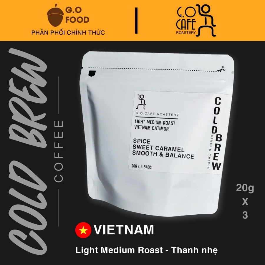 【コールドブリュー】ベトナム産カティモールコーヒー 60g（20g×3個パック）すっきり軽やか G.Oカフェロースタリー