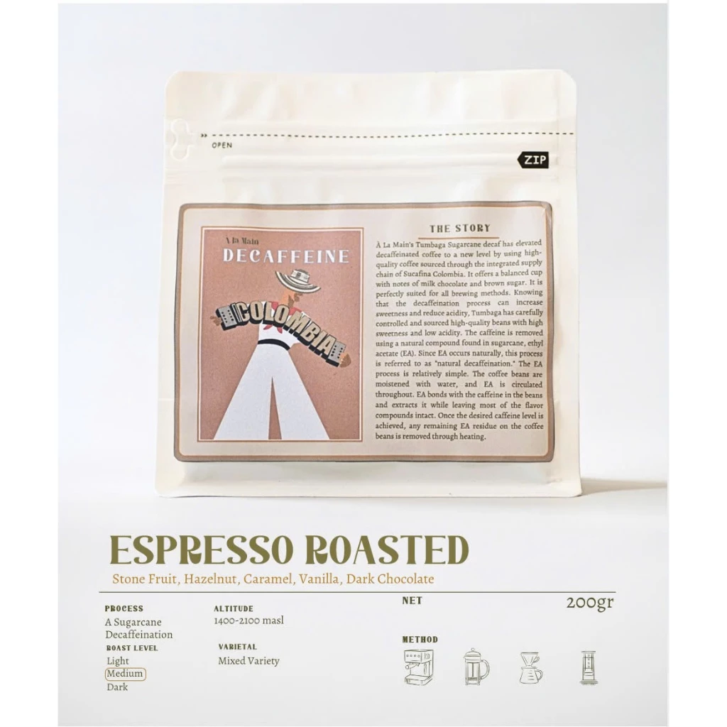 コロンビア産デカフェコーヒー粉 - EAサトウキビ製法 - コールドブリュー専用 - 500g