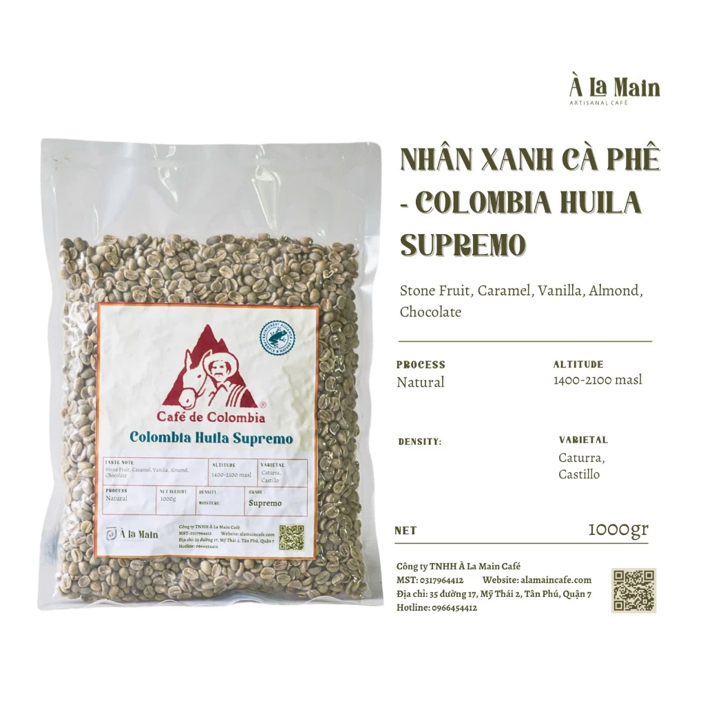 コロンビア ホイラ スプレモ 生豆 ウォッシュド 2024年収穫 500g - 消費税込み