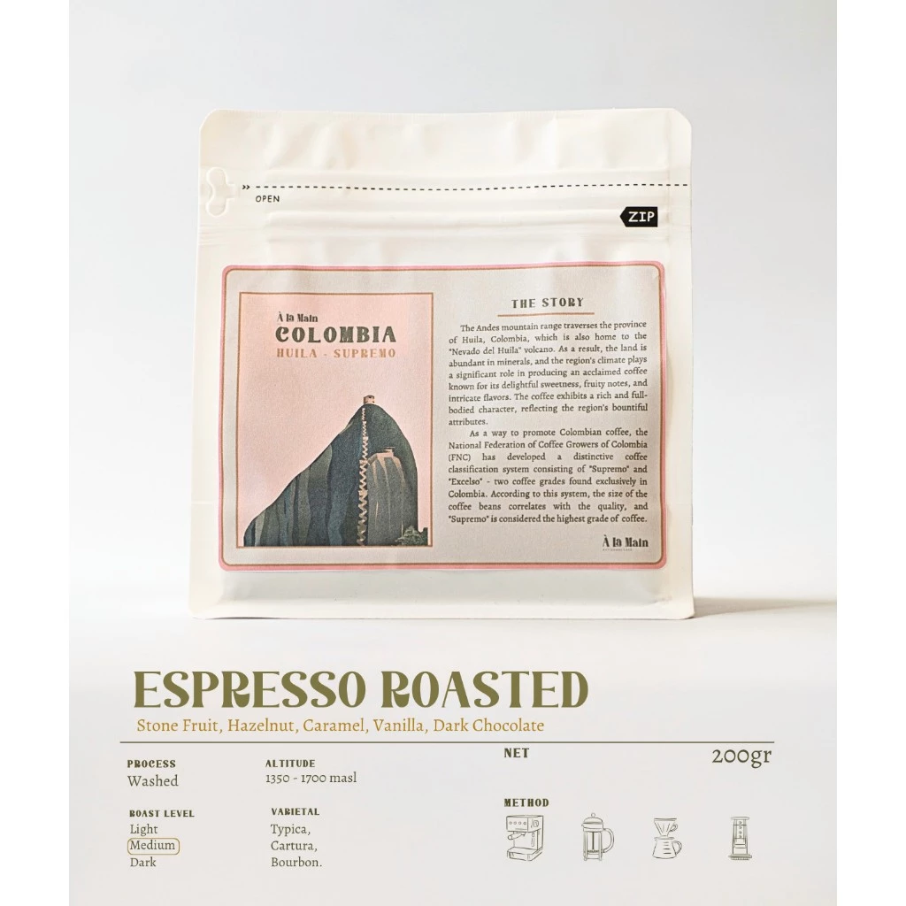 【V60/ハンドドリップに最適】コロンビア ウィラ スプレモ ウォッシュド コーヒー粉 200g - 華やかでクリーンな味わい (消費税込み)