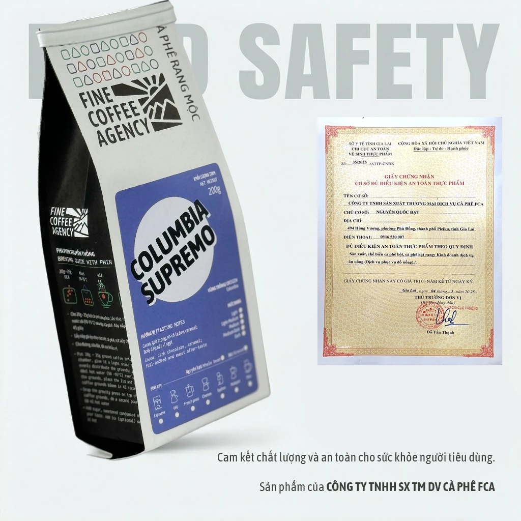 コロンビア スプレモ アラビカコーヒー粉 200g - 浅煎り ウォッシュド - 花、ラズベリー、ハーブの香り