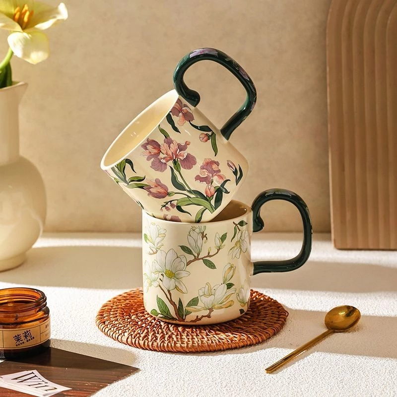 『コム・ホア・チャ』ペアマグカップ - 高級陶器製 オフィス用コーヒー＆ティーカップセット