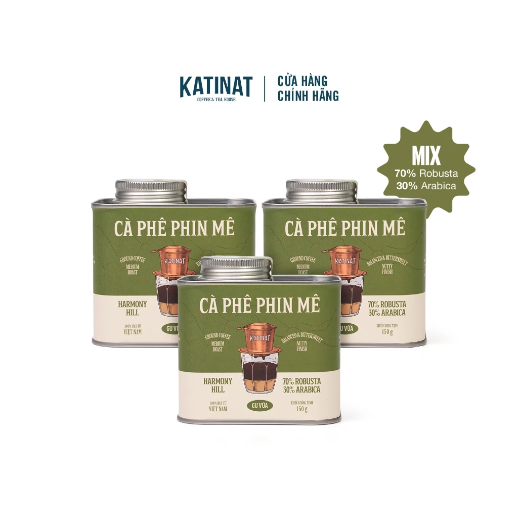 【KATINAT】ドイジョーサン (ハーモニーヒル) 挽き豆コーヒー 150g x 3箱セット | アラビカ&ロブスタ絶妙ブレンド