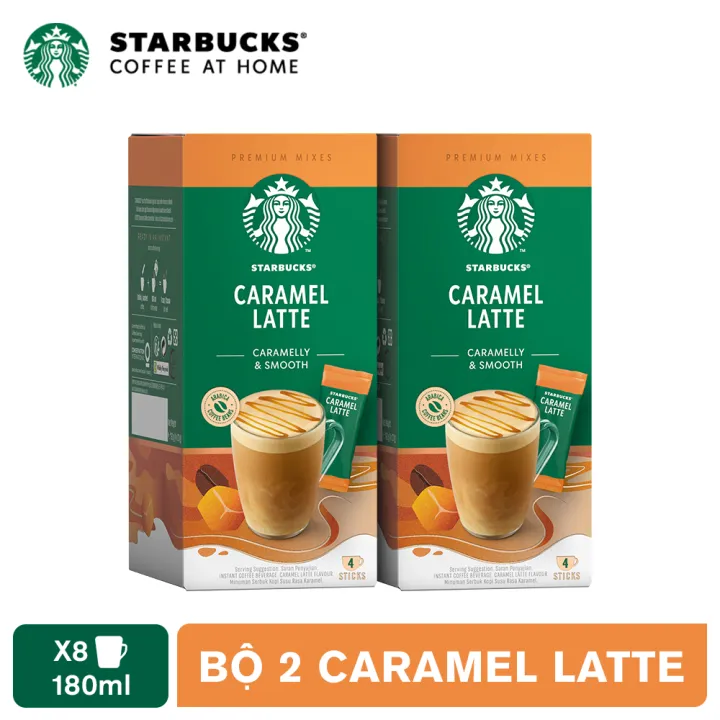 スターバックス コンボ プレミアムインスタントコーヒー キャラメルラテ 2箱 (4パック x 2.3g)