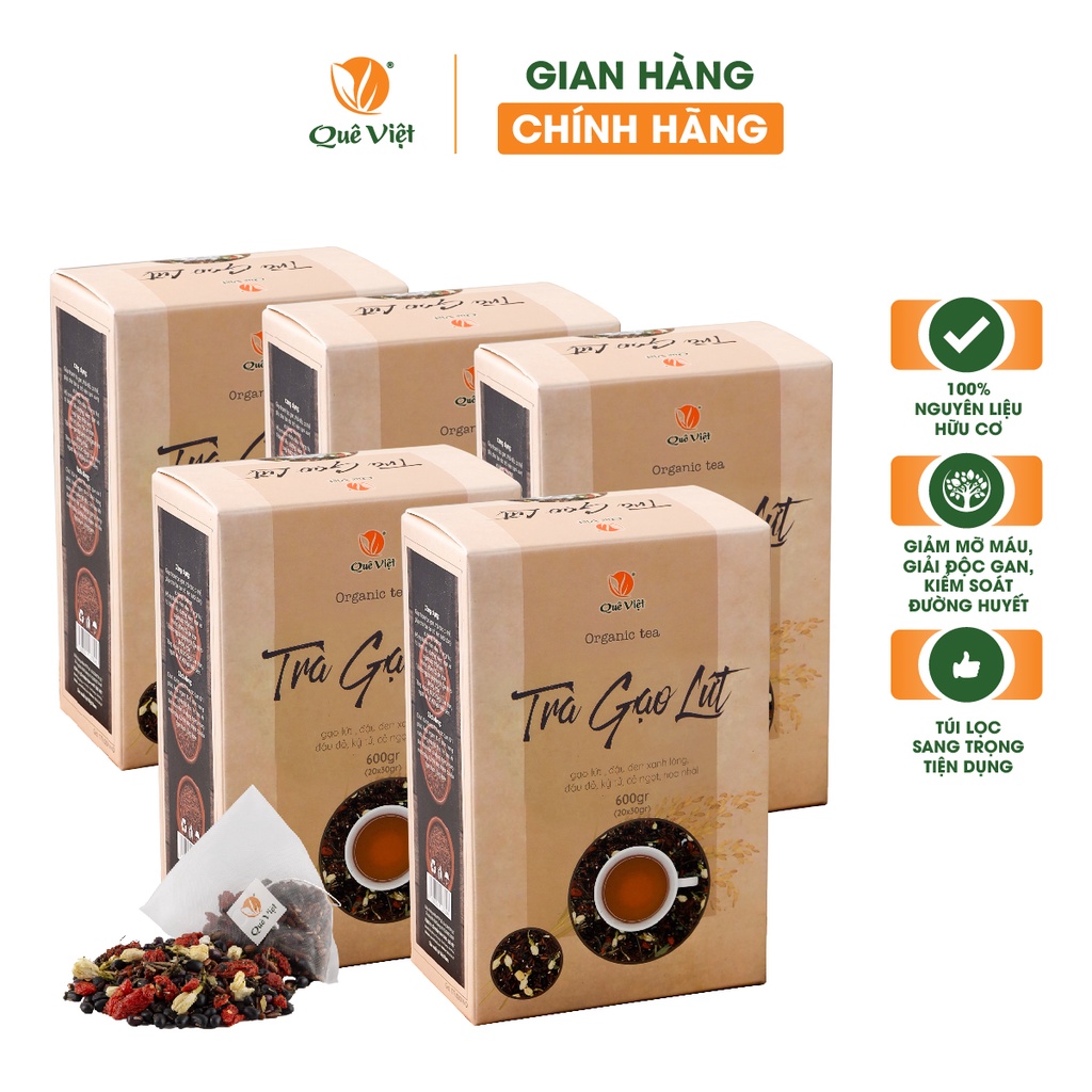 玄米茶 各600g 5箱セット ティーバッグ Que Viet