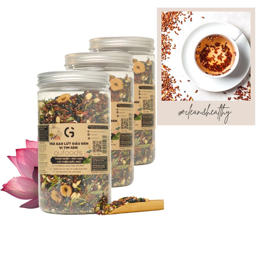 ハーブ入玄米&黒豆茶 、サワーソップ、ロータスハート(蓮心)、ゴーヤ風味の3瓶セット 茶葉 GUfoods
