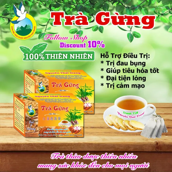 ジンジャーティー 10袋セット (20枚 x 2g) ティーバッグ 胃痛、風邪 Tra Thao Duoc Nguyen Thai Trang