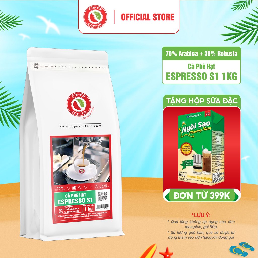 Copen Coffee Espresso S1 Arabica & Robusta Blend 1KG for Espresso and Phin Brewing