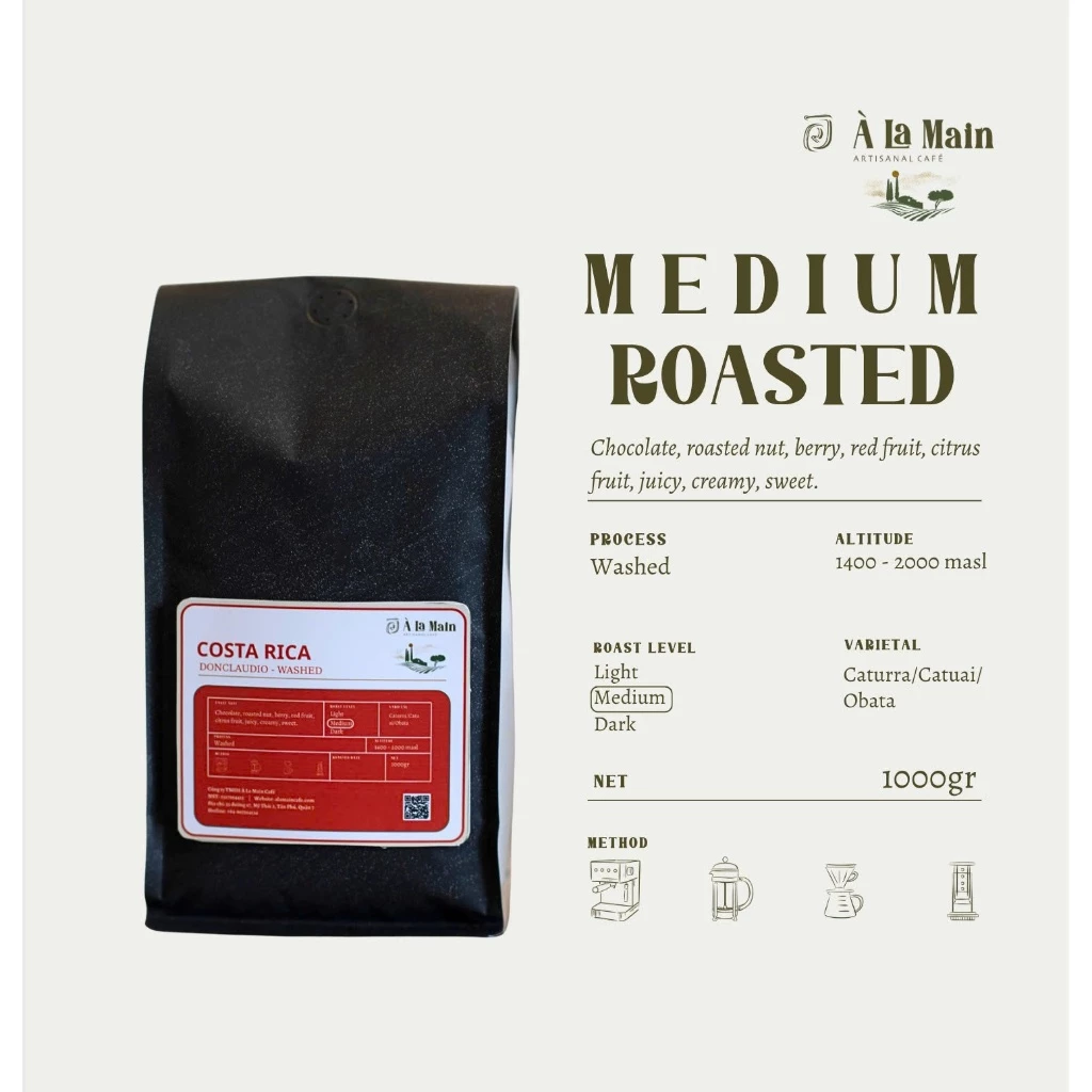 コスタリカ ドンクラウディオ エスプレッソ用コーヒー豆 - ウォッシュド - 1000g