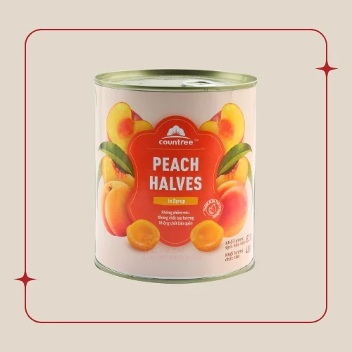 Countree 缶詰ピーチ 820g – サクサク甘い自然の味わい、ティータイムやデザートに最適