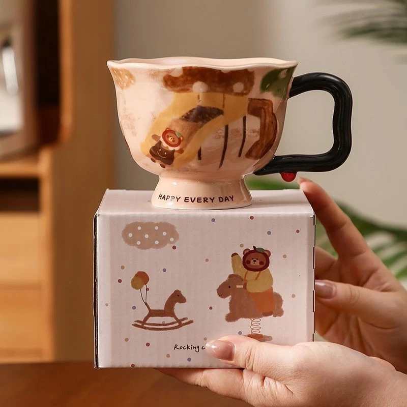 創造的滑り台モチーフ アートセラミックマグカップ | オフィス・家庭用 モーニングコーヒー ギフト