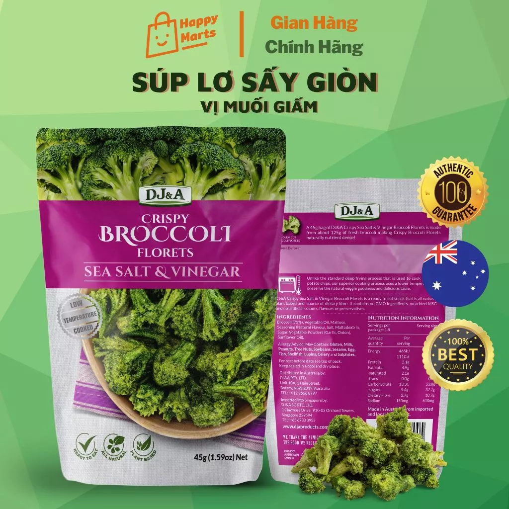酢とシーソルト味のサクサクブロッコリー (25g) - ヘルシーおやつ、オフィス向け、ダイエットに最適！