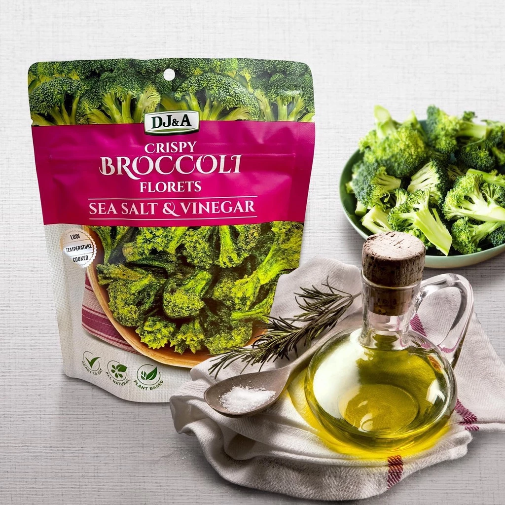 酢とシーソルト味のサクサクブロッコリー (25g) - ヘルシーおやつ、オフィス向け、ダイエットに最適！