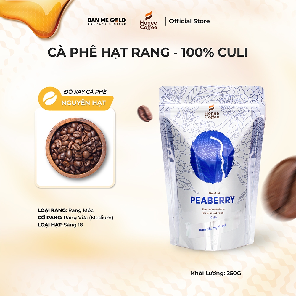 Culi Coffee 100% Pure (プレミアム) - 250g - ダークビターローストコーヒー豆 - 本物の Ban Me Gold - Honey Coffee - ポアオーバーレシピで使用