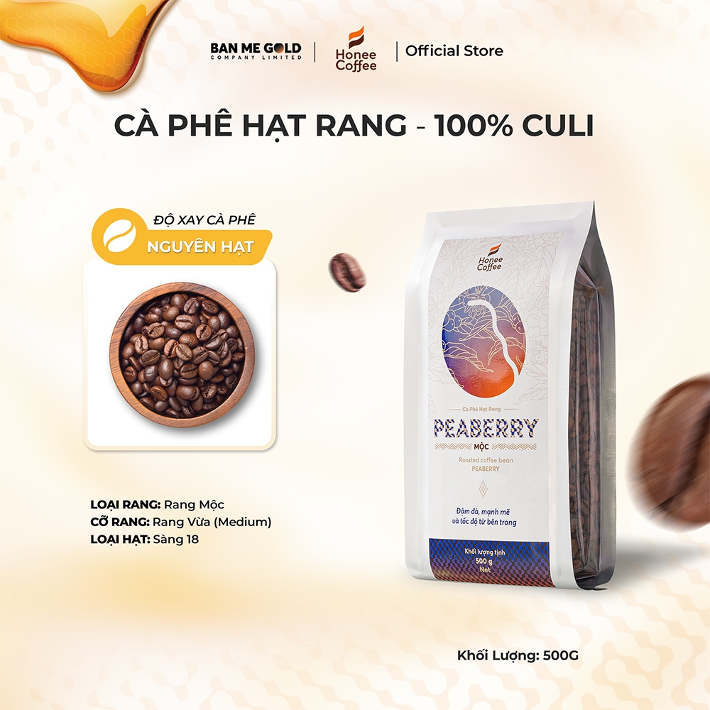 Culi Coffee 100% Pure (プレミアム) - 500g - ダークビターローストコーヒー豆 - 本物の Ban Me Gold - Honey Coffee - 粉を挽いてフィルターにかけるだけ