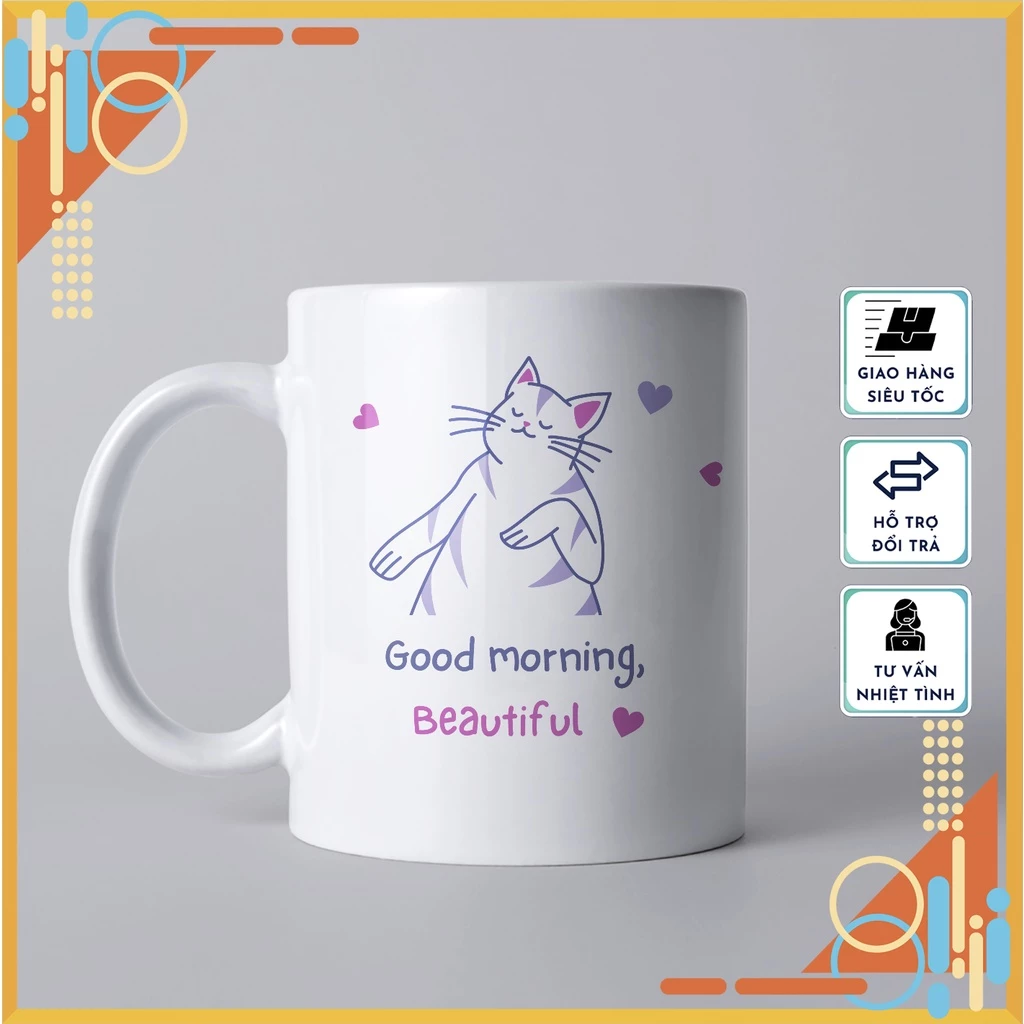 可愛い猫柄セラミックマグカップ - プレミアムギフトに!日常使いにも最適な陶器カップ