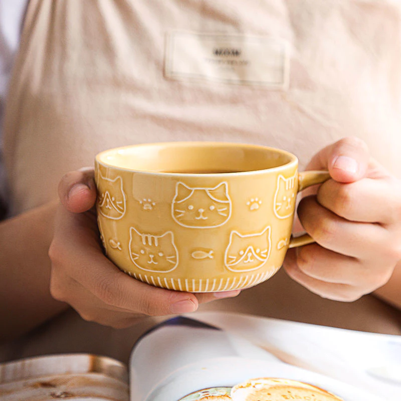 蓋付き子猫モチーフ セラミックマグカップ 220ml - オフィス・自宅・ペアにぴったりの可愛いデザイン