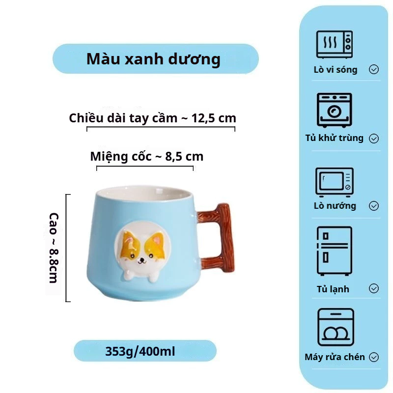 可愛いピンクの漫画柄セラミックマグカップ 400ml - 学生・カップル・家族にぴったり