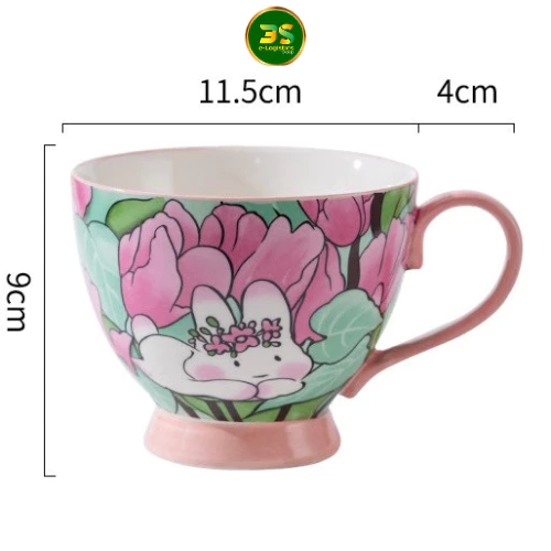 可愛いウサギ柄セラミックマグカップ 450ml - ギフト・オフィスに最適