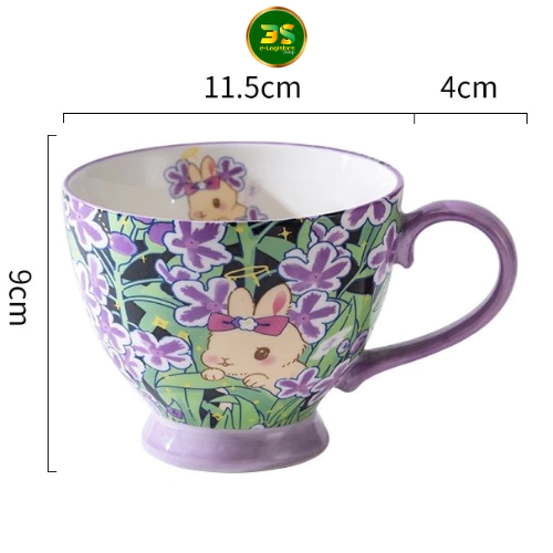 かわいいウサギ柄 陶器マグカップ 450ml オフィス＆ギフトに最適 モデル01