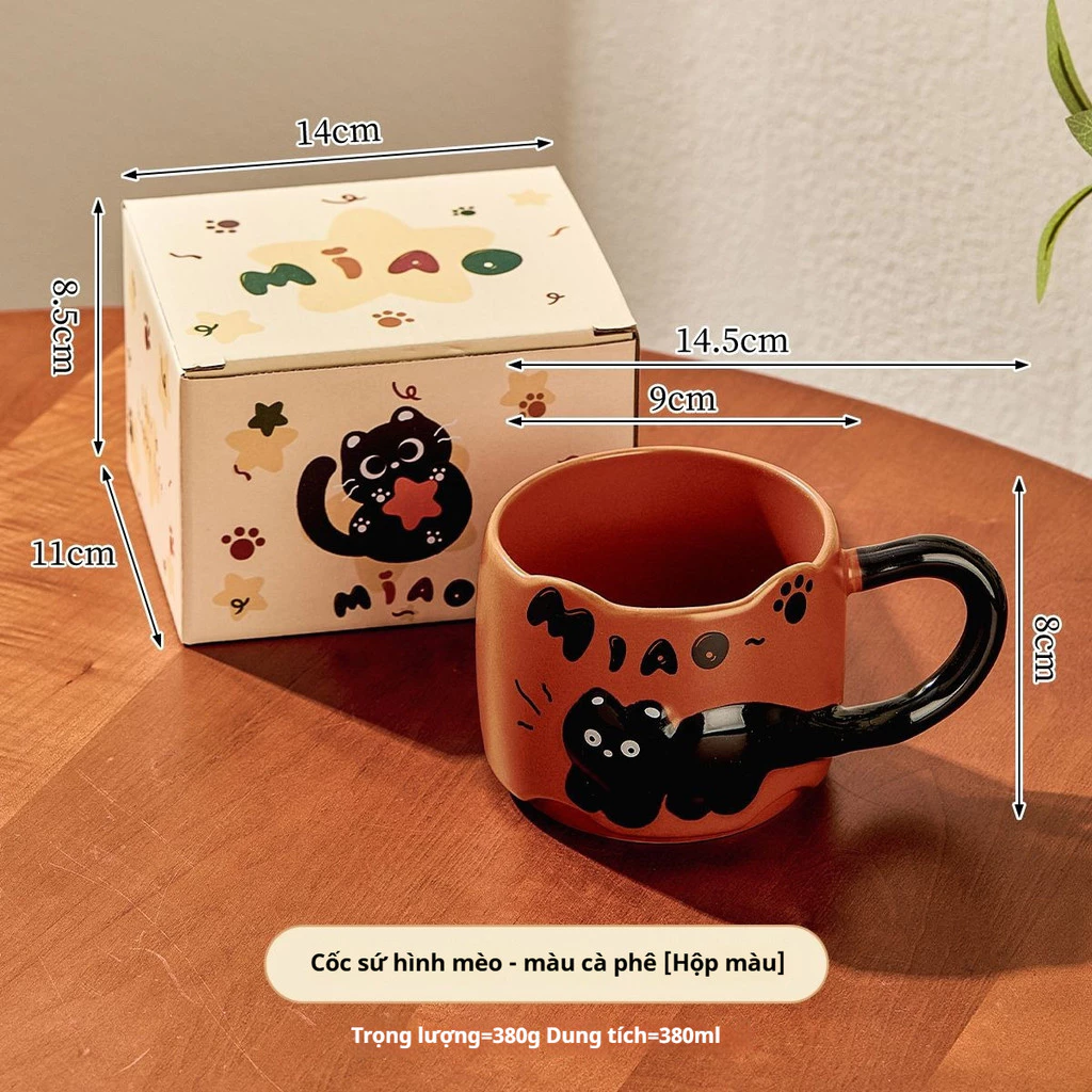 可愛い赤猫デザイン 高級陶器マグカップ 380ml ペアセット – カップル・オフィス・ご家庭用ギフト