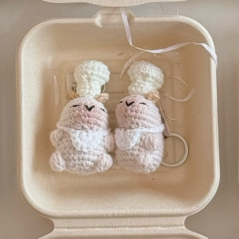 手作りのカップル用かわいい編み物キーホルダー ギフトに最適 7番 デザイン