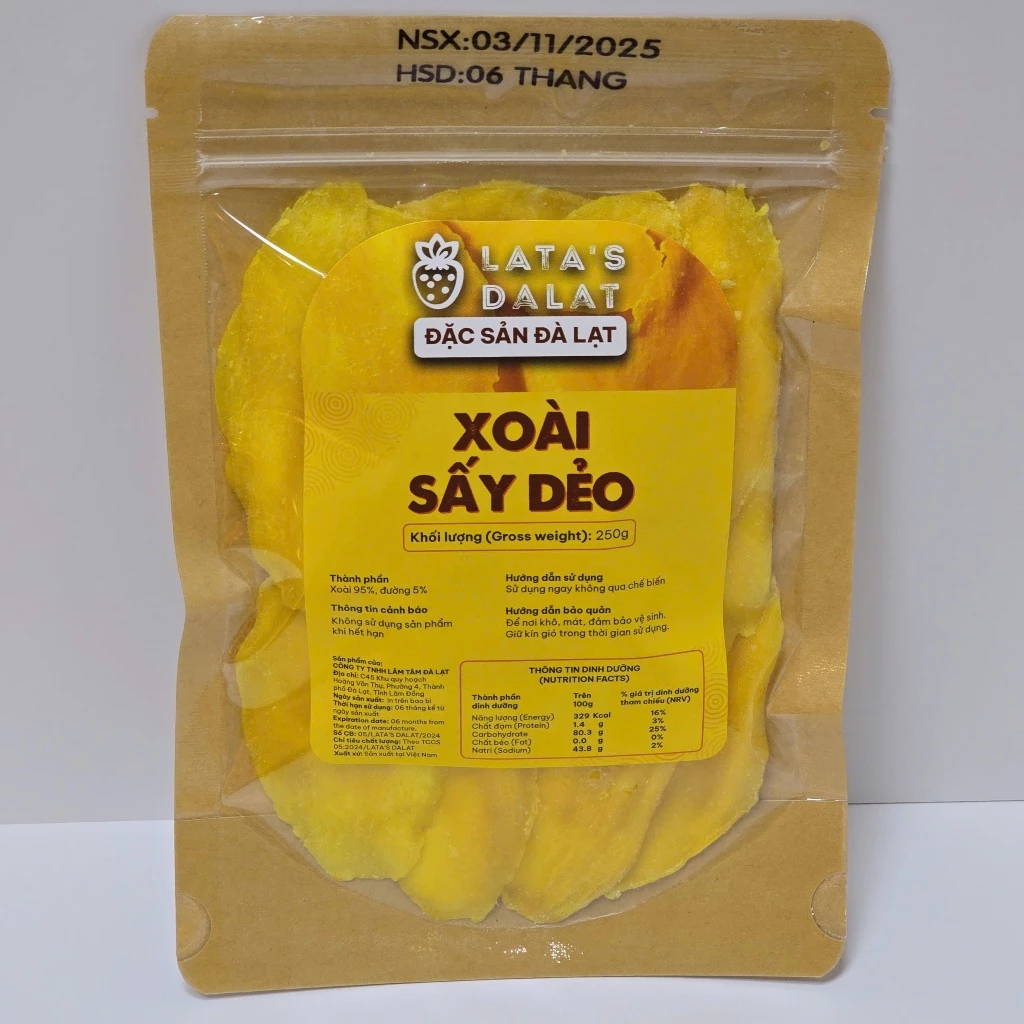 ダラット特産 甘酸っぱいソフトドライマンゴー 250g (ジップ袋)