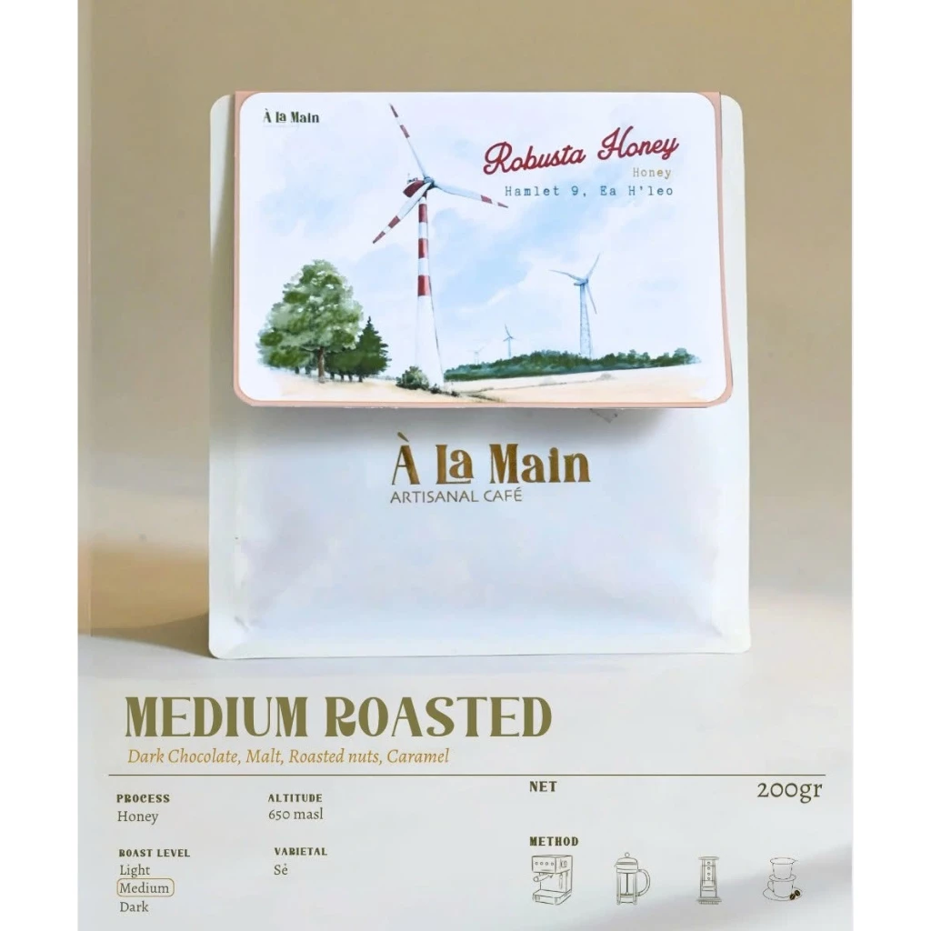 ダクラク省イアヘレオ産 ロブスタハニー エスプレッソ用極細挽きコーヒー粉 500g (税込)