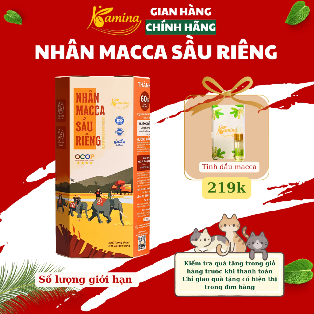 ダクラク産フリーズドライドリアンマカダミアナッツ 50g | 栄養満点プレミアムスナック