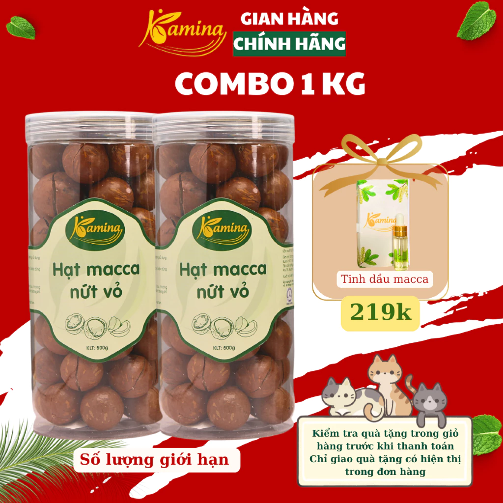 ダクラク産 最高級マカダミアナッツ 1kg (500g缶×2個) 冷蔵乾燥 栄養豊富 Kamina Store