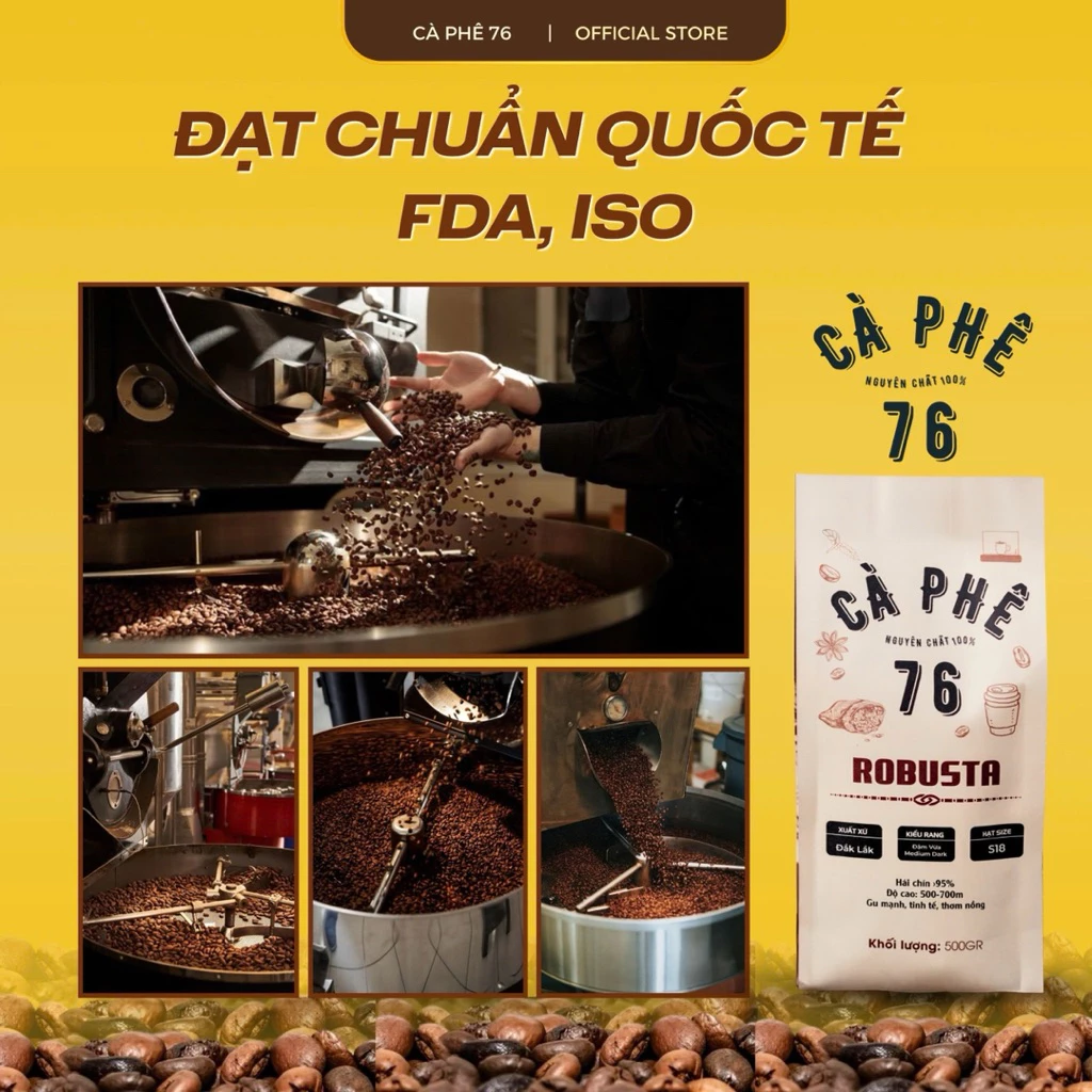 ダクラク産ロブスタコーヒー豆 粉 500g - 純粋、濃厚な本格風味