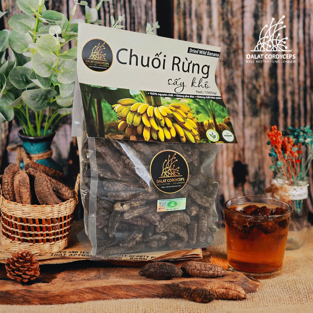 Dalat Cordyceps ダラット産ワイルドバナナ（チュオイホット）乾燥フルーツ 1kg ジップパック