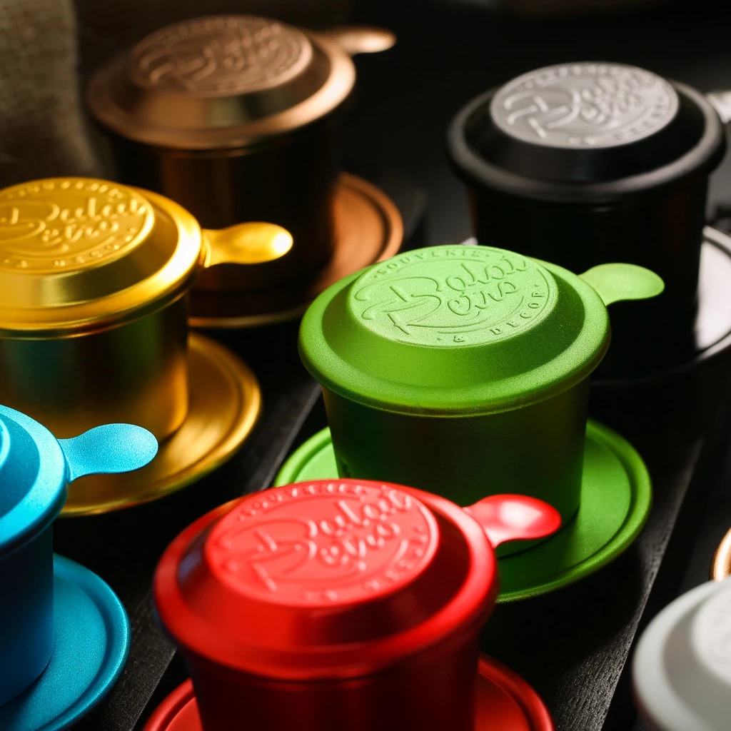 ダラットレトロ ベトナムコーヒーフィルターセット (陽極酸化アルミ製 アンバーゴールド)