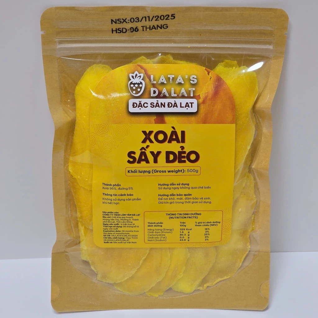ダラット産 完熟マンゴー ドライフルーツ 500g (甘酸っぱい 半生タイプ ジップ付き)