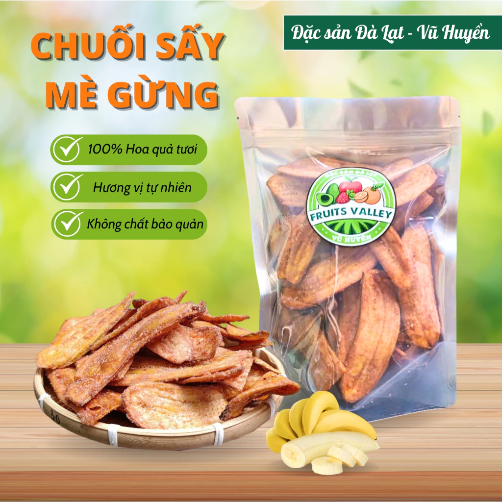 ダラット特産！生姜と胡麻香るサクサクバナナチップス 500g ジップ袋入り