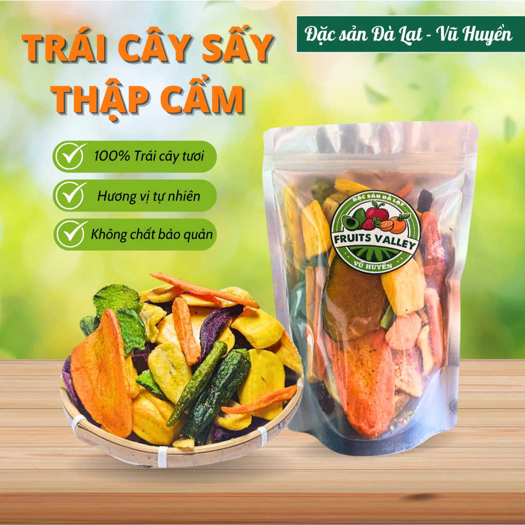 ダラット特産！輸出品質ミックスドライフルーツ（イチゴ入り）- 自然なサクサク甘さ