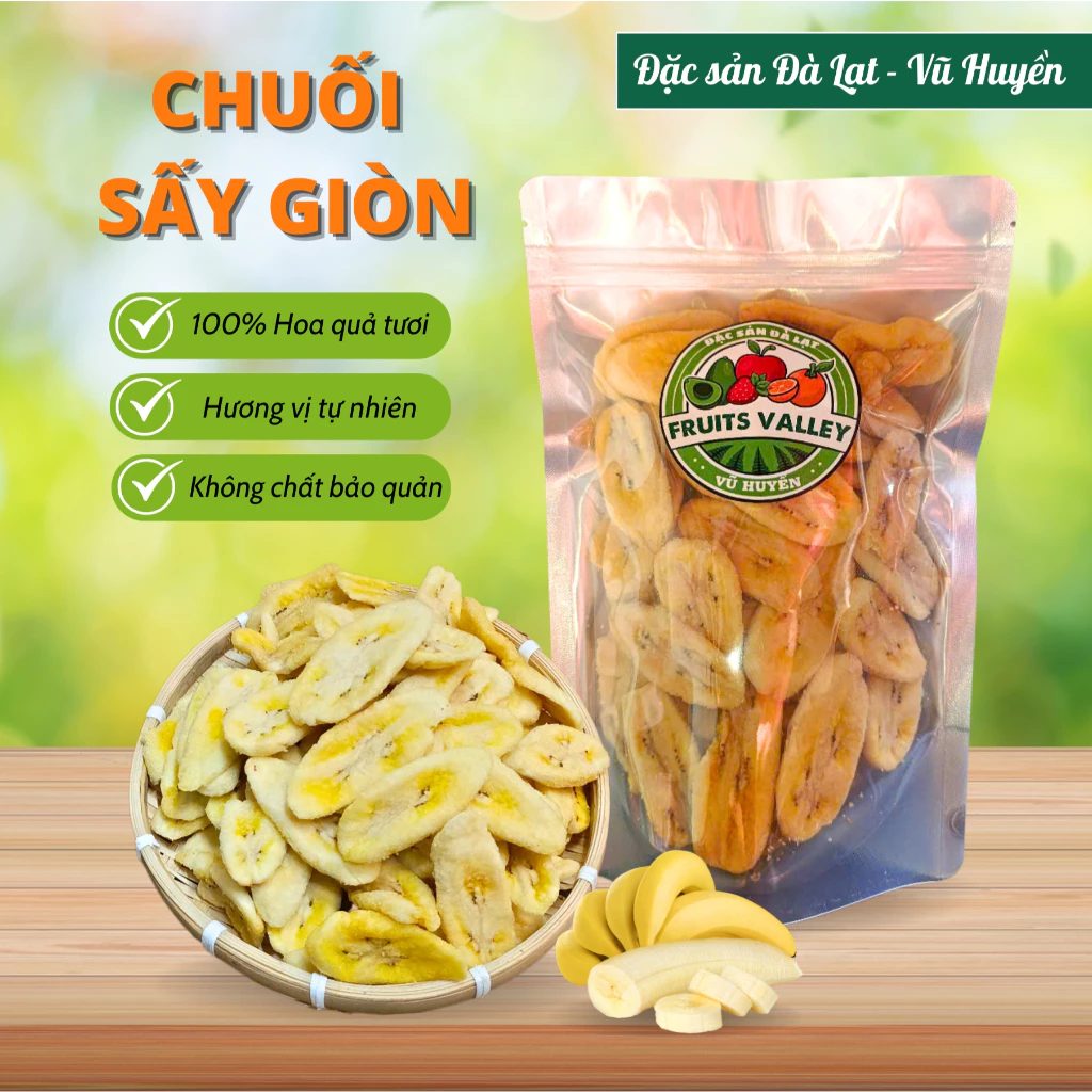 【ダラット特産】天然の甘さ サクサクまるごとバナナチップス 500g