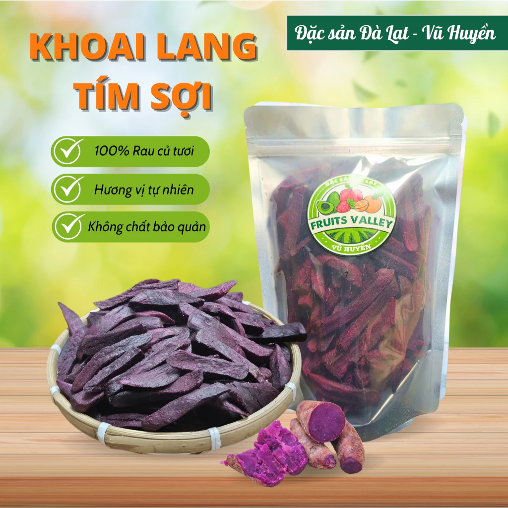 ダラット特産 紫芋太切りカリカリチップス 500g – 自然の恵み、サクサク食感