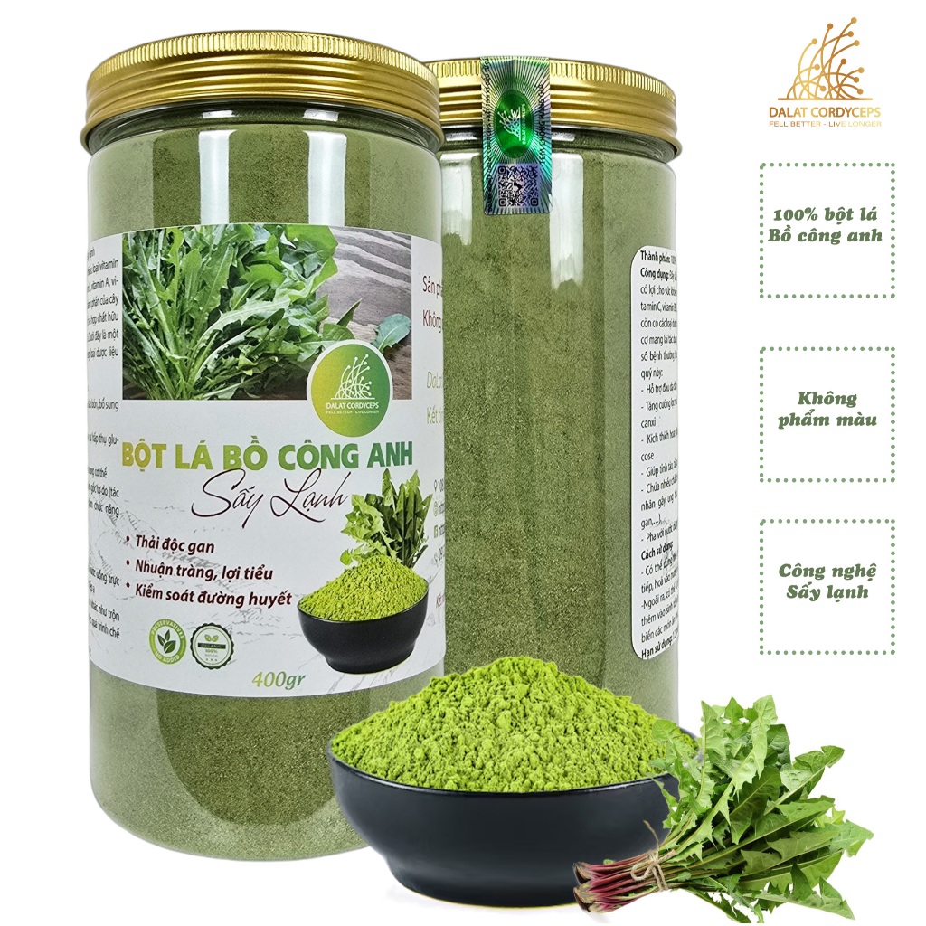 Dalat Cordyceps 健康ハーブ ダンデライオンリーフパウダー 冷凍乾燥 400g Dalat Cordyceps