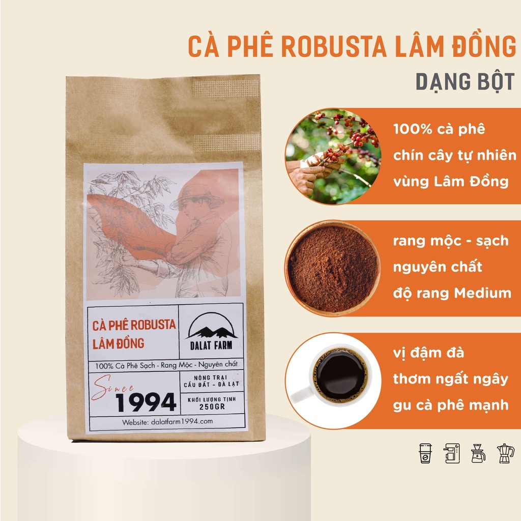 ロブスタ コーヒー Lam Dong パウダー 250g Dalat Farm