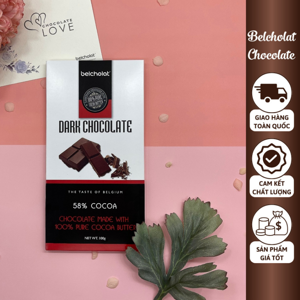 ダークチョコレートバー 58%カカオ 100g Belcholat